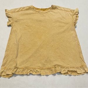 Easel Los Angeles Boutique Yellow Oversized Boho Tulip-Back T-Shirt Women's Sz L